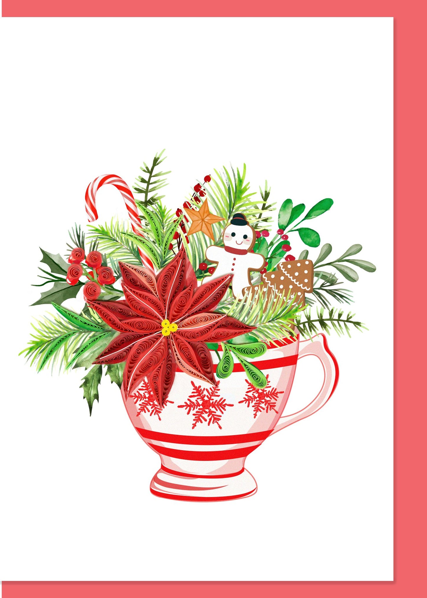 Poinsettia Arrangement Quilling Card