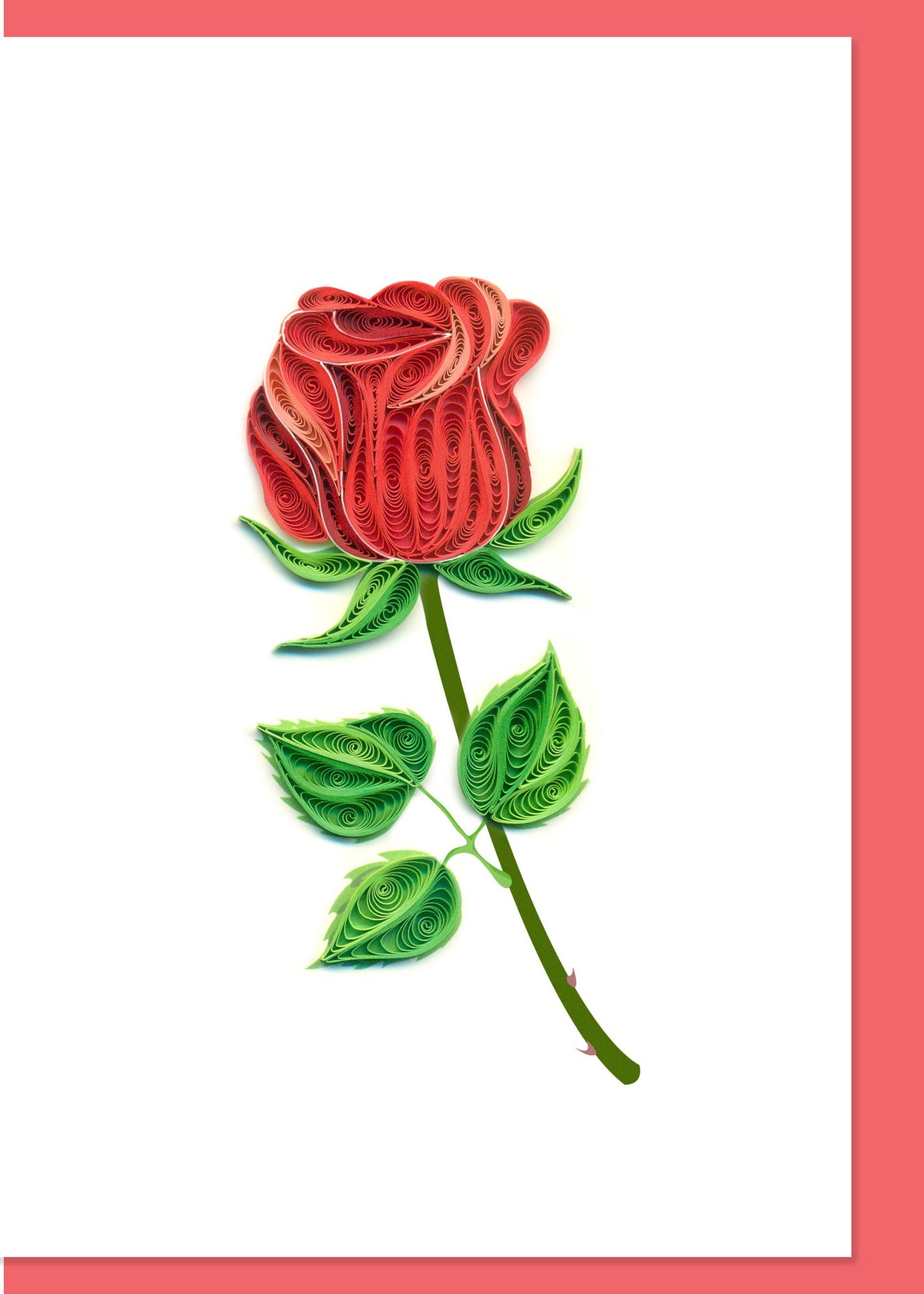 Red Rose Stem Quilling Card