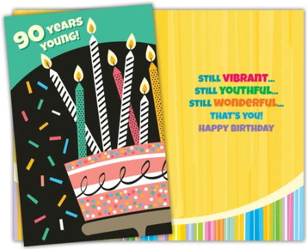 90 Years Young Birthday Card
