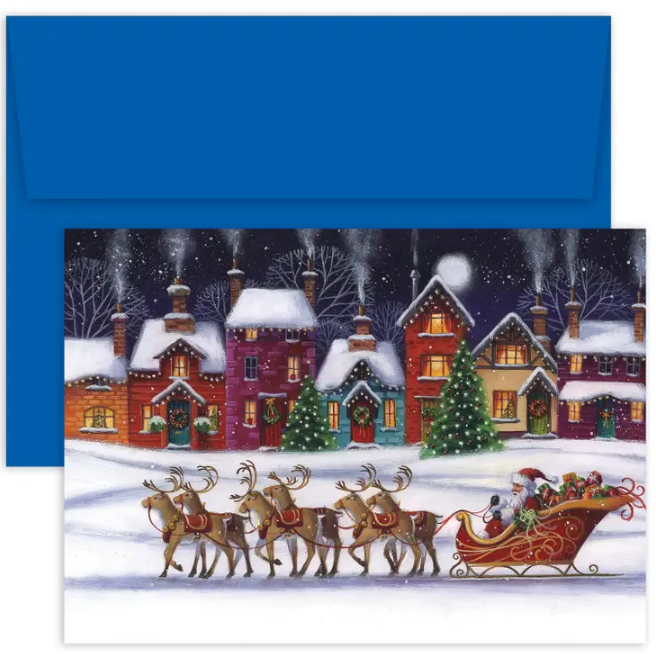 Santa and Sleigh Christmas Card