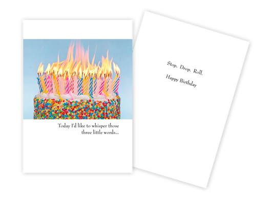 Cake on Fire - Funny Birthday Card