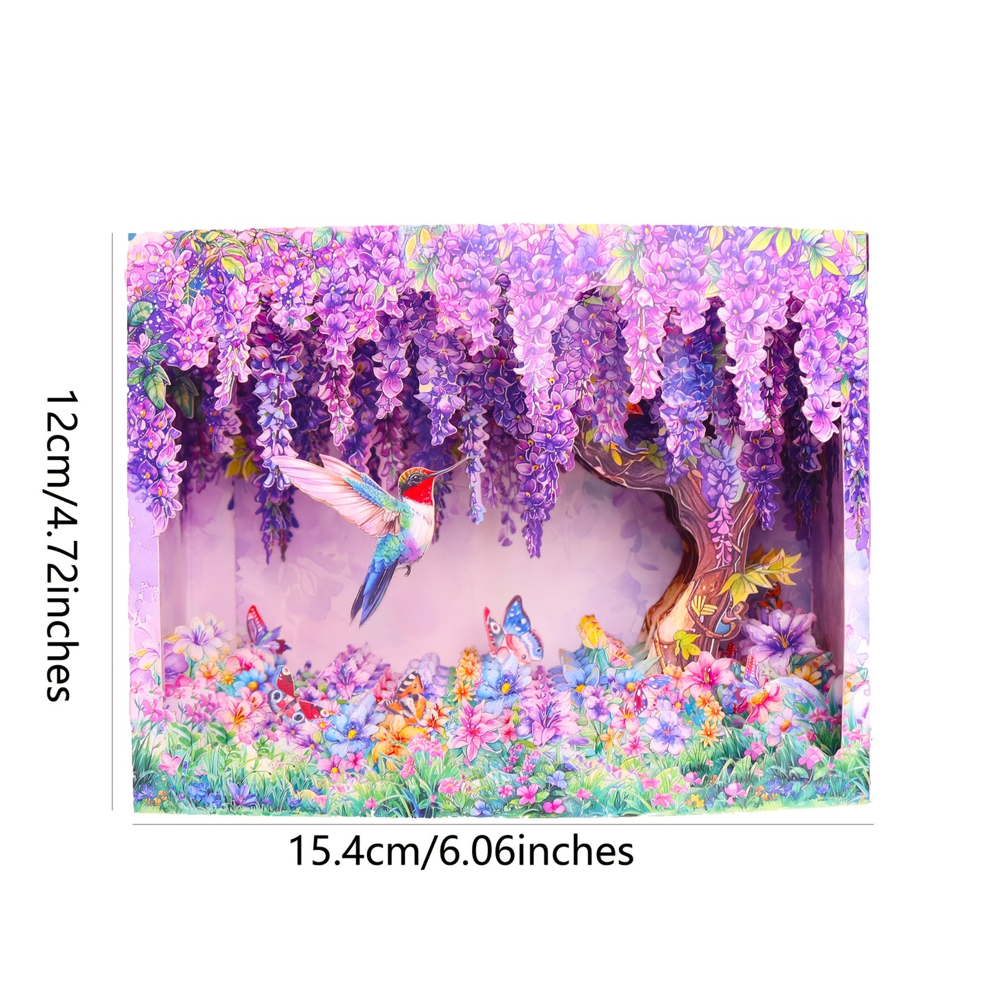 Hummingbird Wisteria Whisper - Pop-Up Shadowbox Card