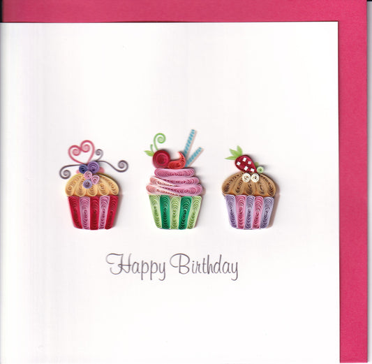 Happy Birthday Cupcakes Quilling Card