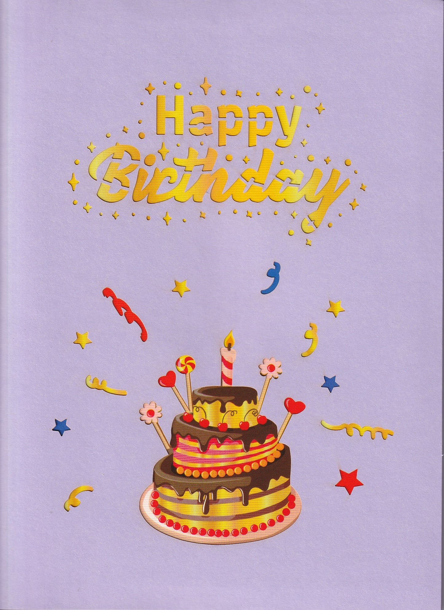 Golden Glamour Birthday Cake - Lights and Sound Pop-Up Card