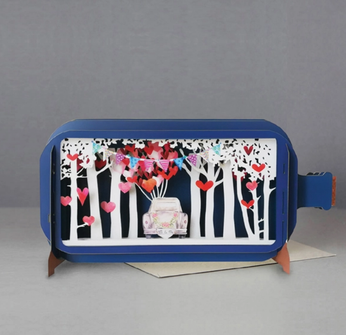 Message in a Bottle - Wedding Car Pop-Up Card