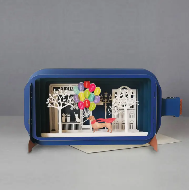 Message in a Bottle - Doggie Happy Birthday Balloons Pop-Up Card