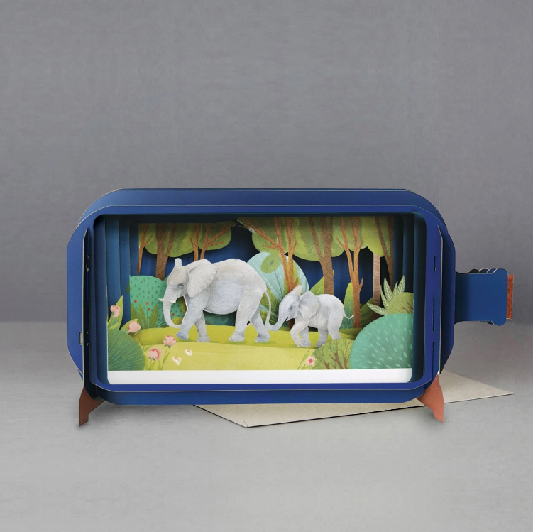 Message in a Bottle - Elephants Pop-Up Card