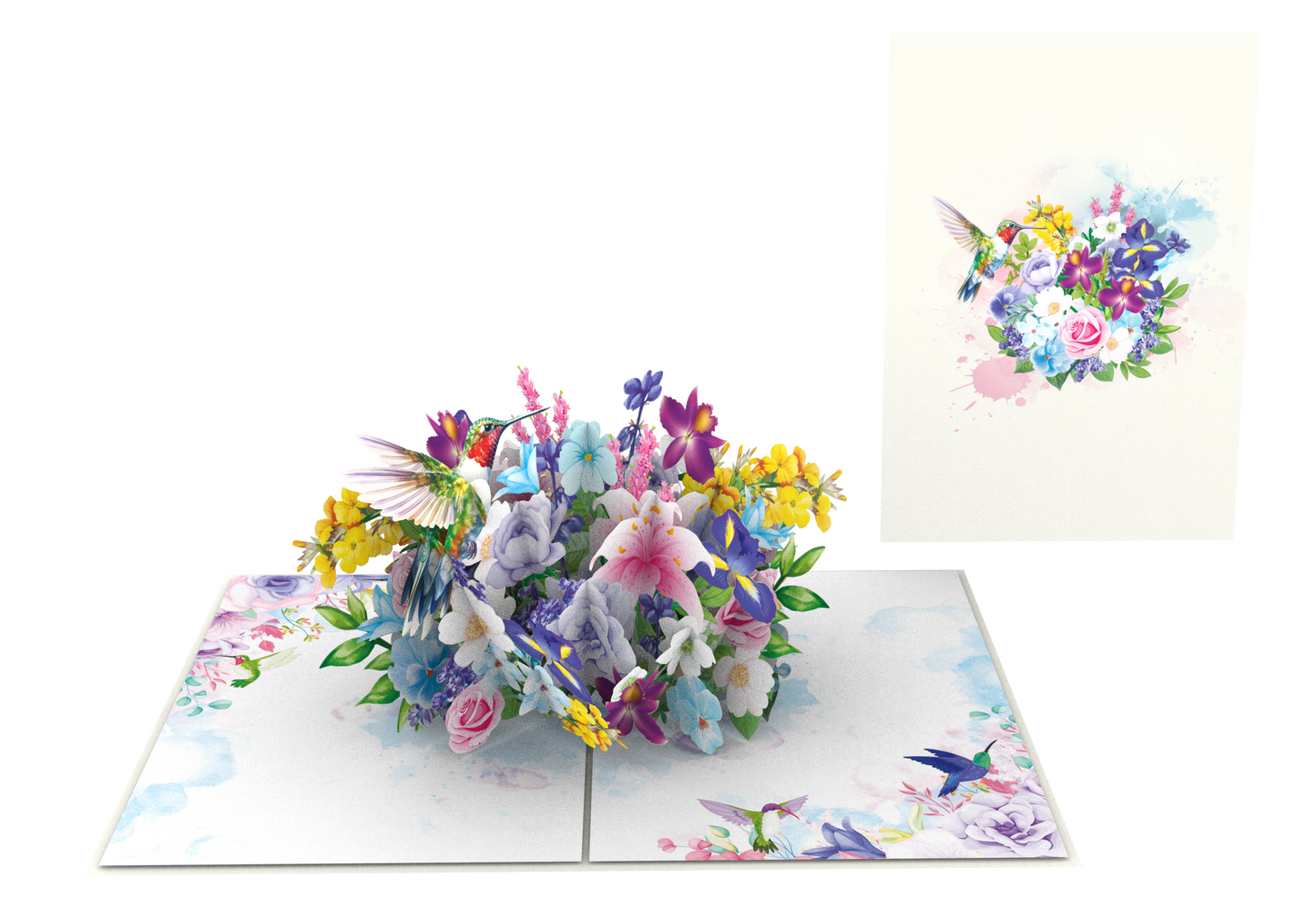 Hummingbird and Flowers Pop-Up Card