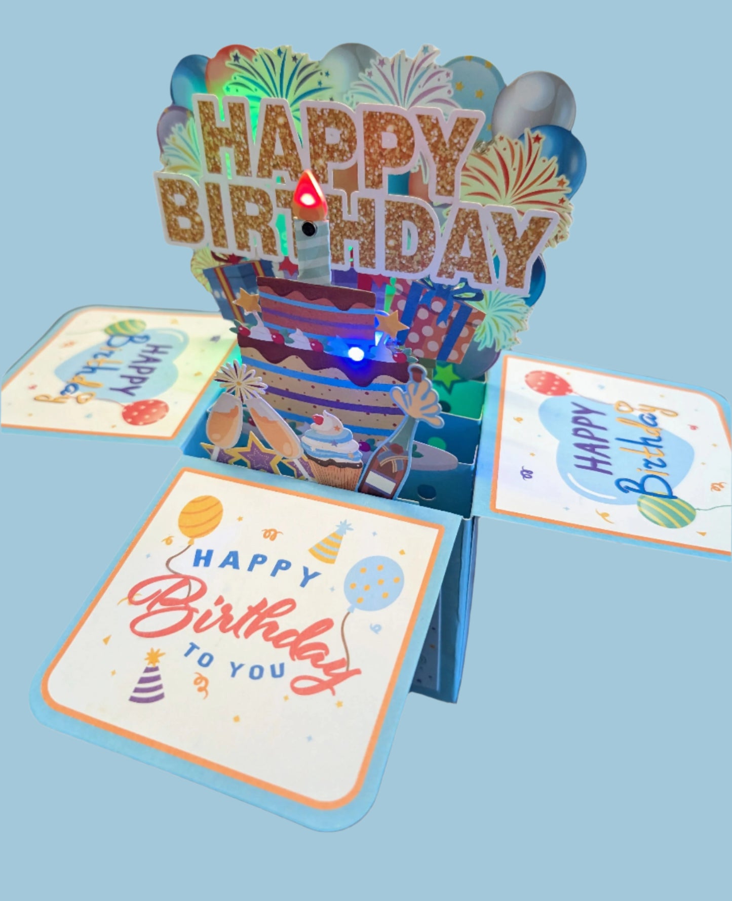 Blow Out the Candle Happy Birthday Gift Box - Lights and Sound Pop-Up Card