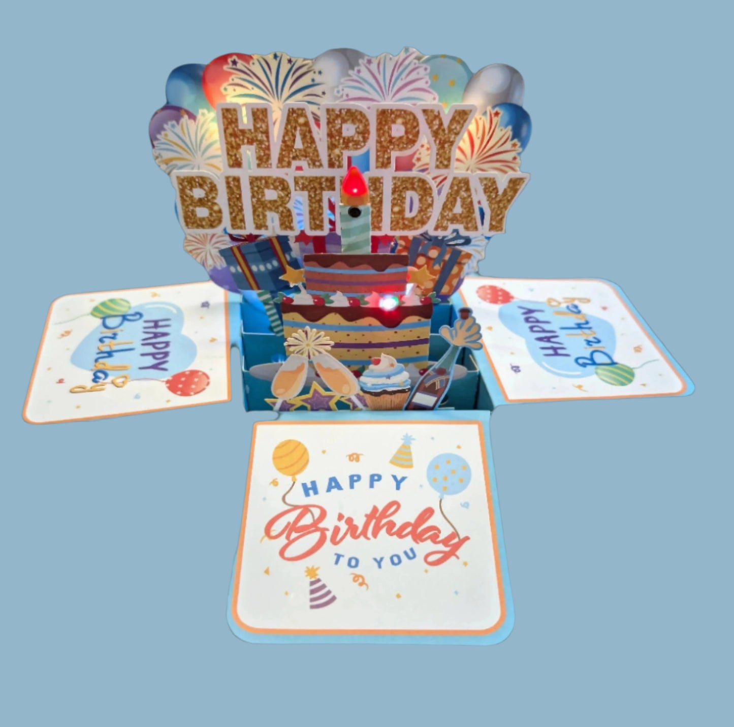 Blow Out the Candle Happy Birthday Gift Box - Lights and Sound Pop-Up Card
