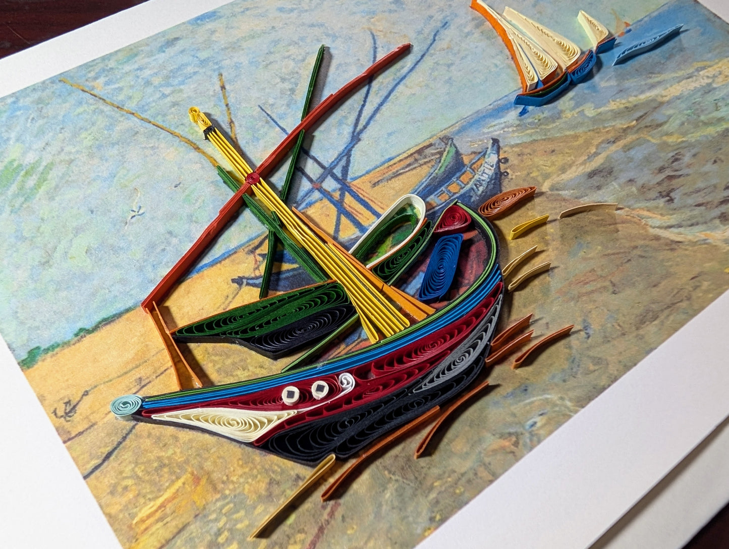 Fishing Boats on The Beach - Vincent Van Gogh - Large Quilling Card