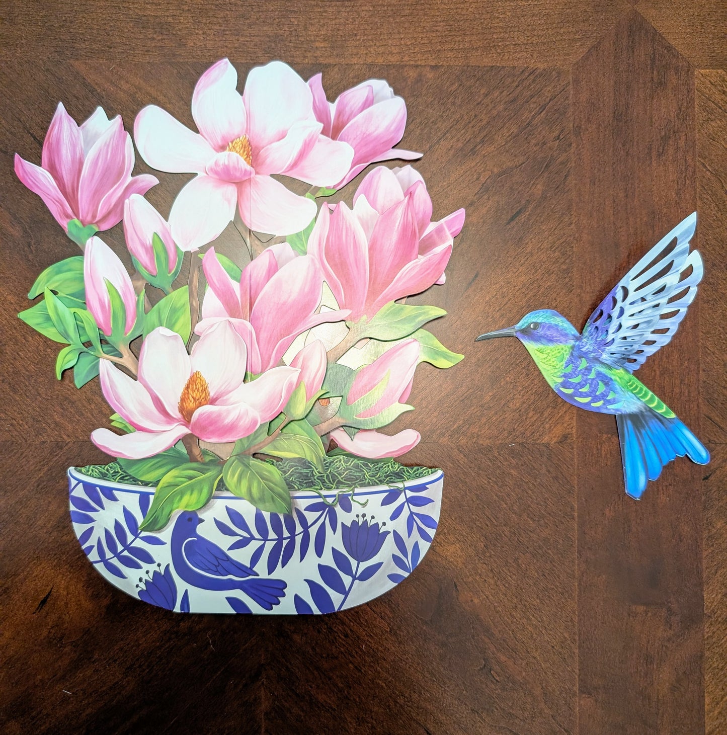 Magnolias and Hummingbird - 3D Pop-Up Floral Bouquet