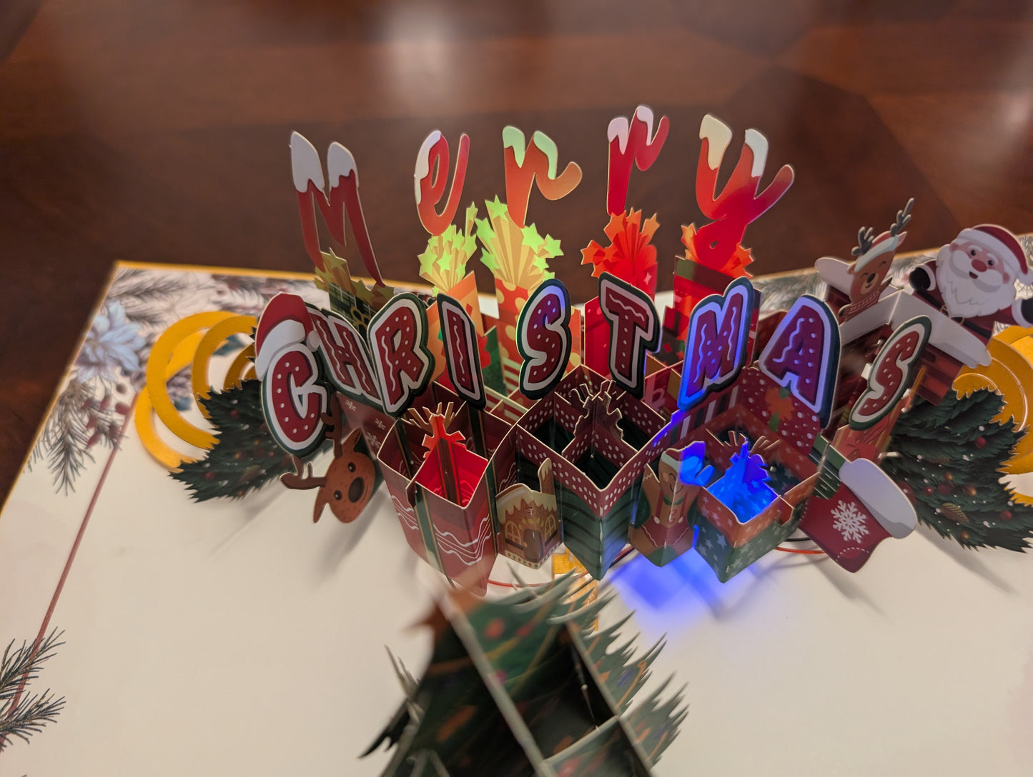 Merry Christmas Tree & Santa - Lights and Sound Pop-Up Card