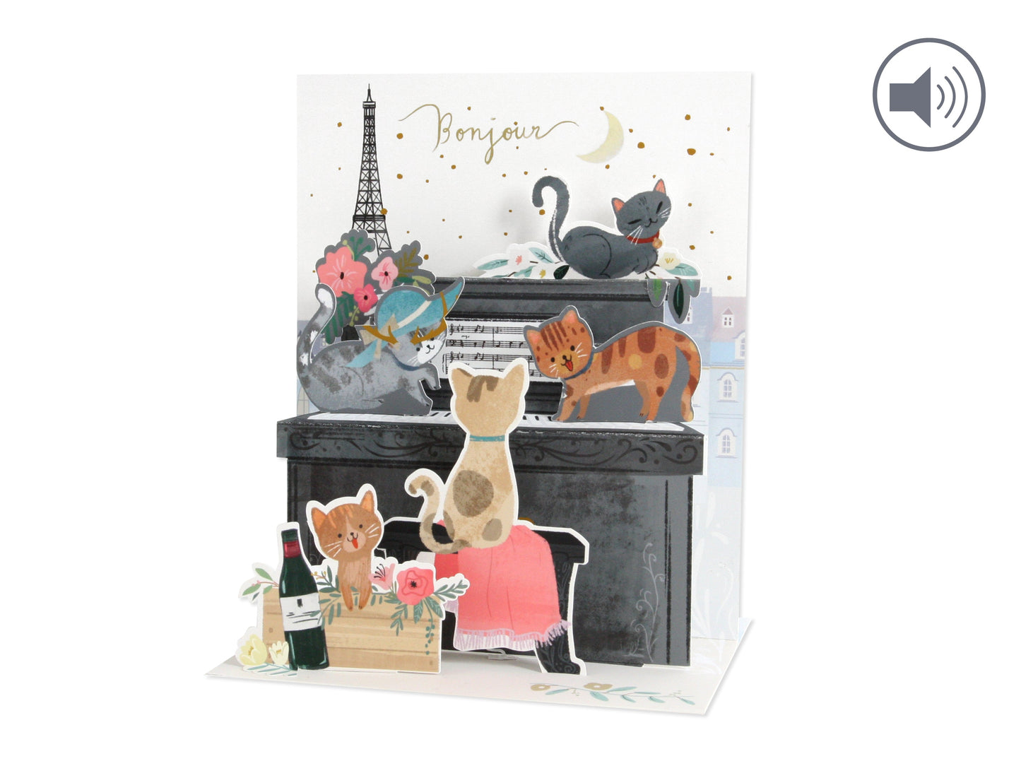 Musical Pop-Up Card - Paris Cats