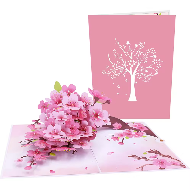 Cherry Blossoms Pop Up Card Blue Bird Cards