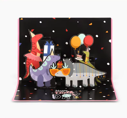 Happy Birthday Dinosaur Party Pop-Up Card
