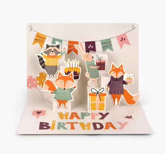Woodland Animals Happy Birthday Pop-Up Card