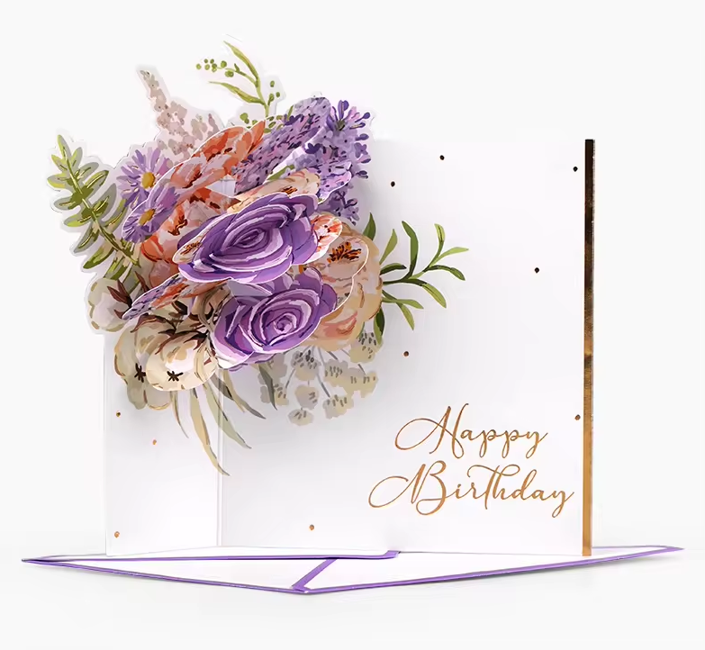 3D Flowers Happy Birthday Pop-Up Card