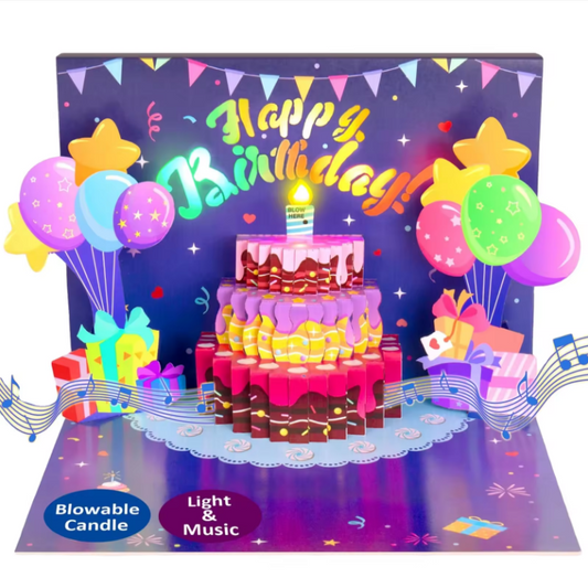 Blow Out the Candle Happy Birthday - Lights and Sound Pop-Up Card