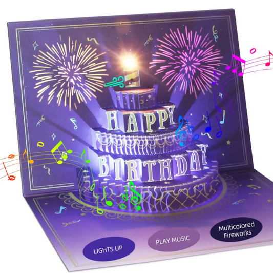 Fireworks Happy Birthday - Lights and Sound Pop-Up Card