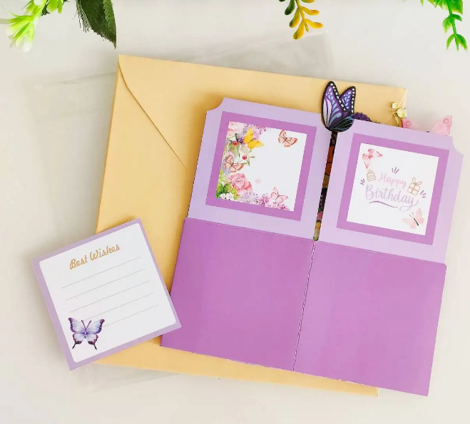 Butterfly Burst Happy Birthday - Gift Box Pop-Up Card