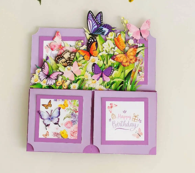 Butterfly Burst Happy Birthday - Gift Box Pop-Up Card