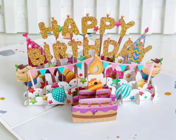 Blow Out the Candle Birthday Glitter - Lights and Sound Pop-Up Card