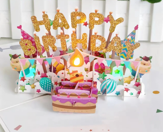 Blow Out the Candle Birthday Glitter - Lights and Sound Pop-Up Card