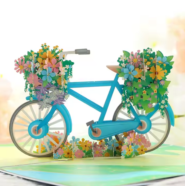 Floral Bicycle Pop-Up Card