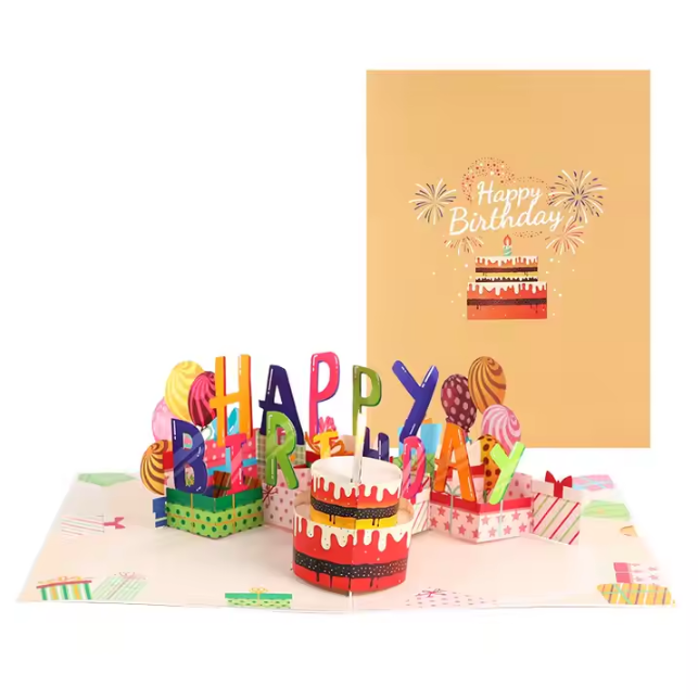 Musical Happy Birthday Cake - Lights and Sound Pop-Up Card