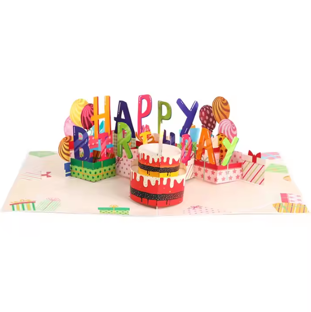 Musical Happy Birthday Cake - Lights and Sound Pop-Up Card