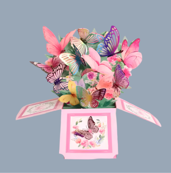 Elegant Butterfly Bloom - Gift Box Pop-Up Card