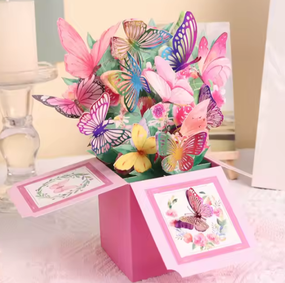 Elegant Butterfly Bloom - Gift Box Pop-Up Card