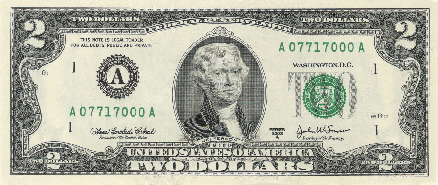 US Two-Dollar Bill