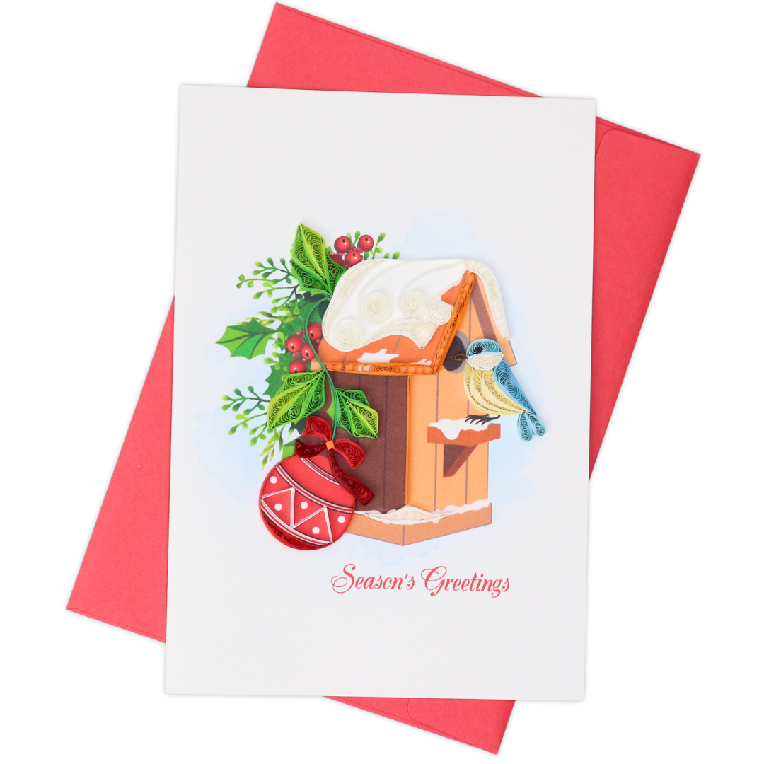 Season's Greetings Birdhouse Quilling Card