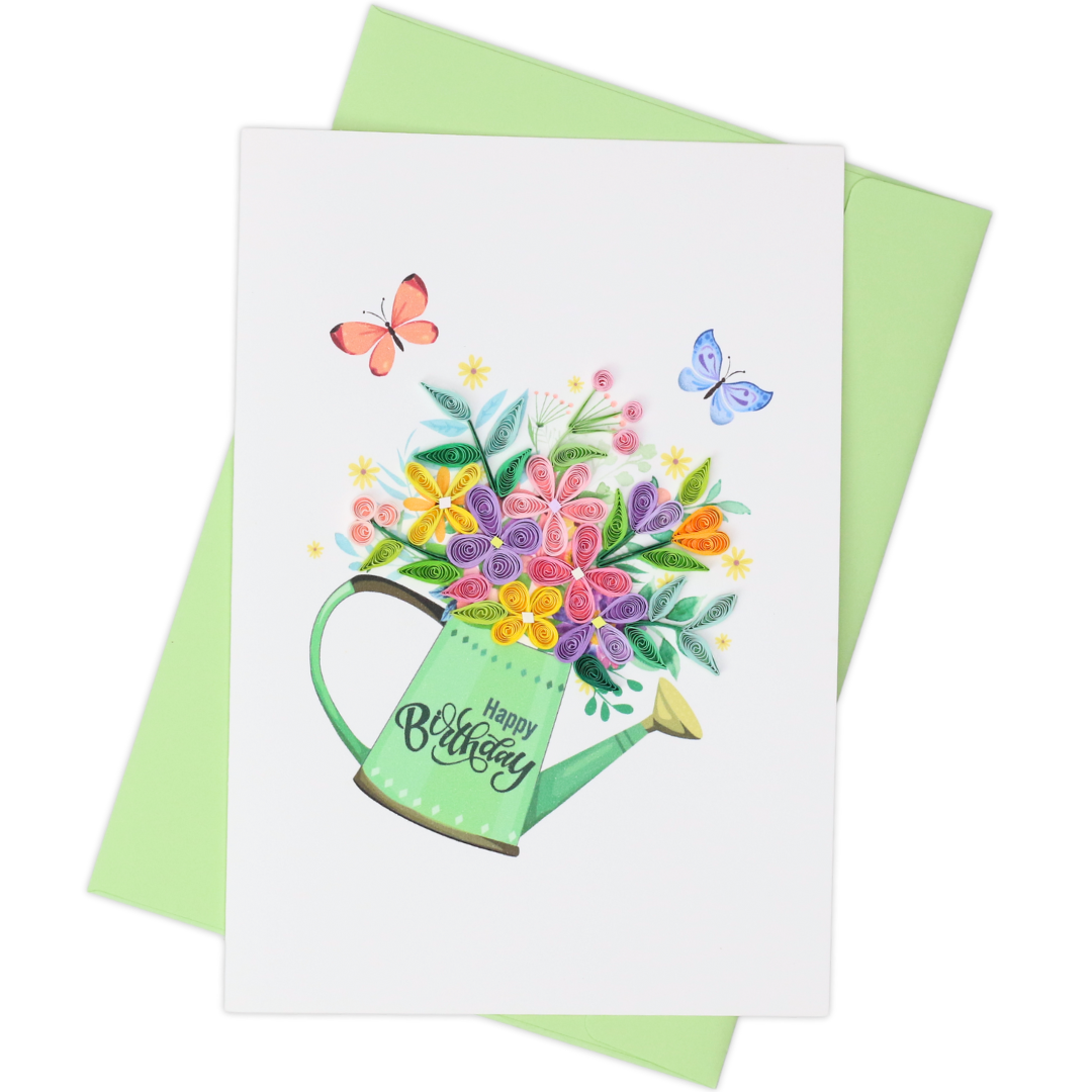 Happy Birthday Watering Can Quilling Card