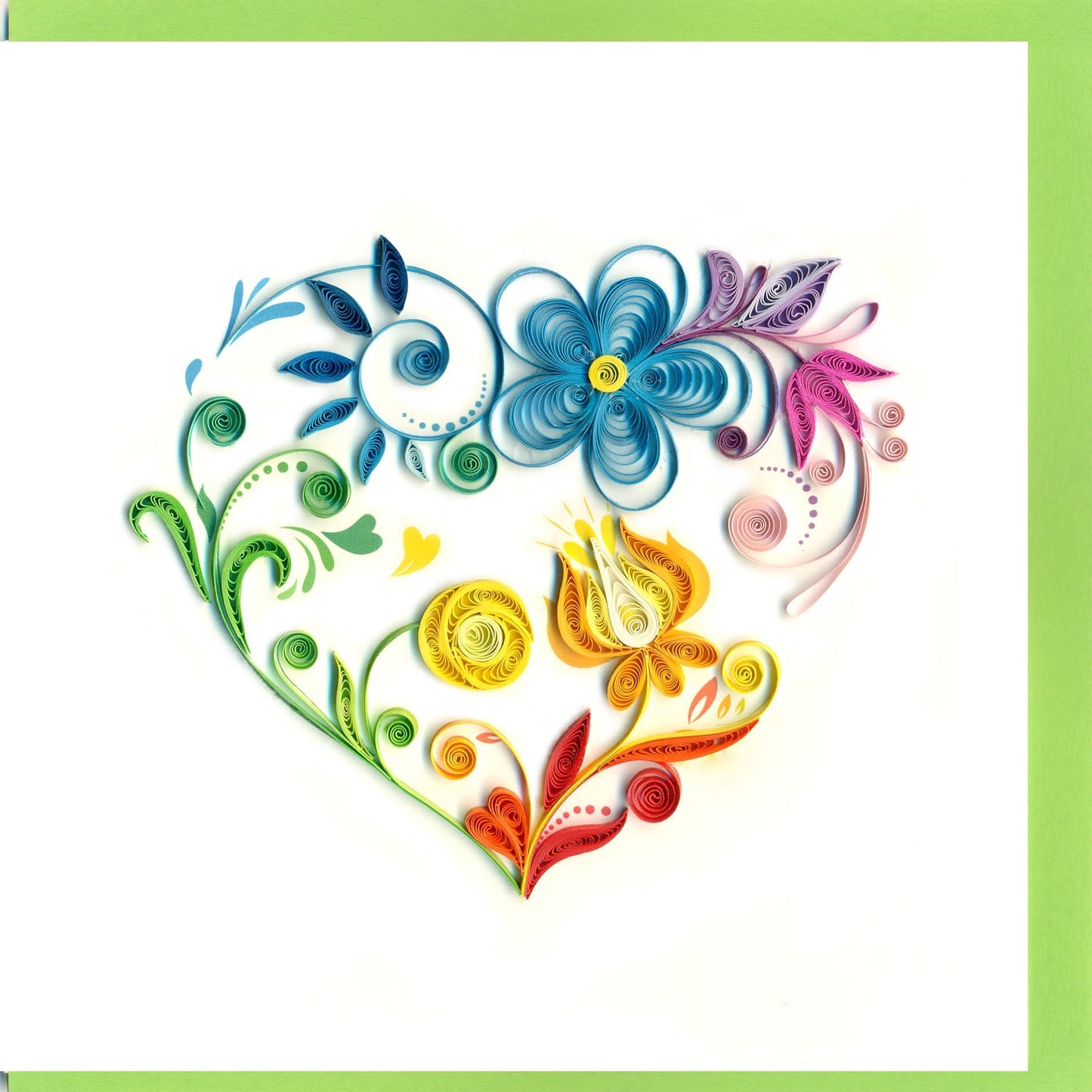 Floral Rainbow Heart Quilling Card