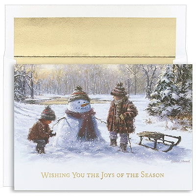 Building a Snowman Holiday Card