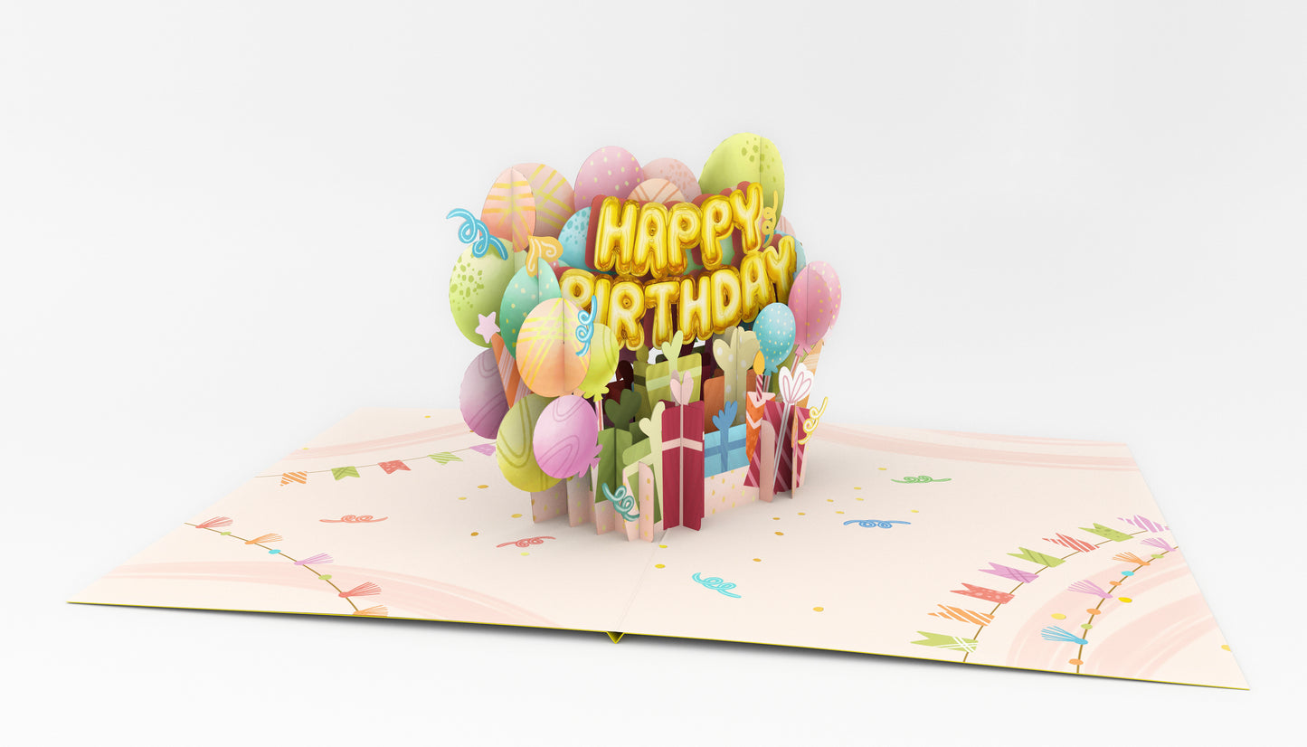 Happy Birthday Balloons Pop-Up Card