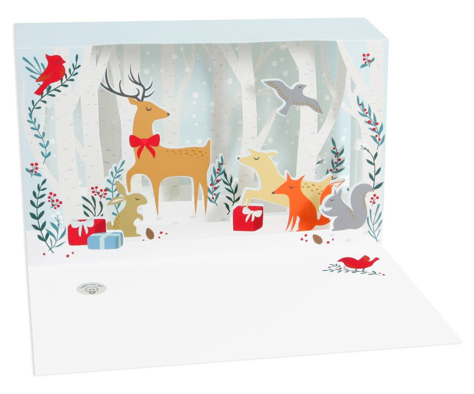 LED Illuminated Shadowbox Card - Silent Night Deer