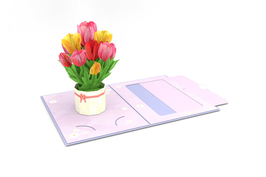 Tulips Floral Bouquet Pop-Up Card