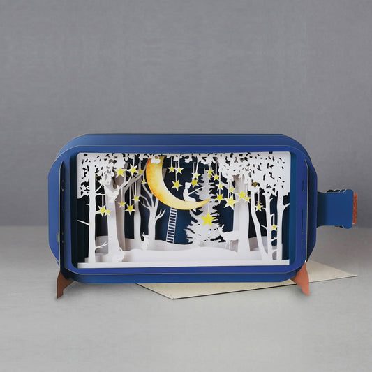 Message in a Bottle - Fishing on the Moon Pop-Up Card