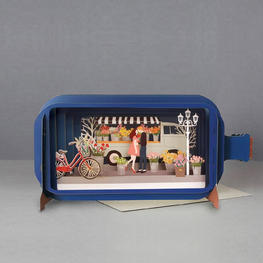 Message in a Bottle - Couple at Flower stall Pop-Up Card