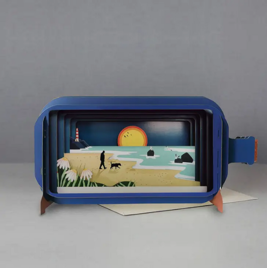 Message in a Bottle - Beach Walking Pop-Up Card