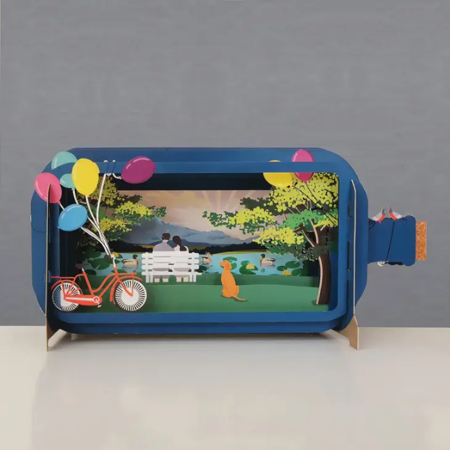 Message in a Bottle - Couple Sunset Pop-Up Card
