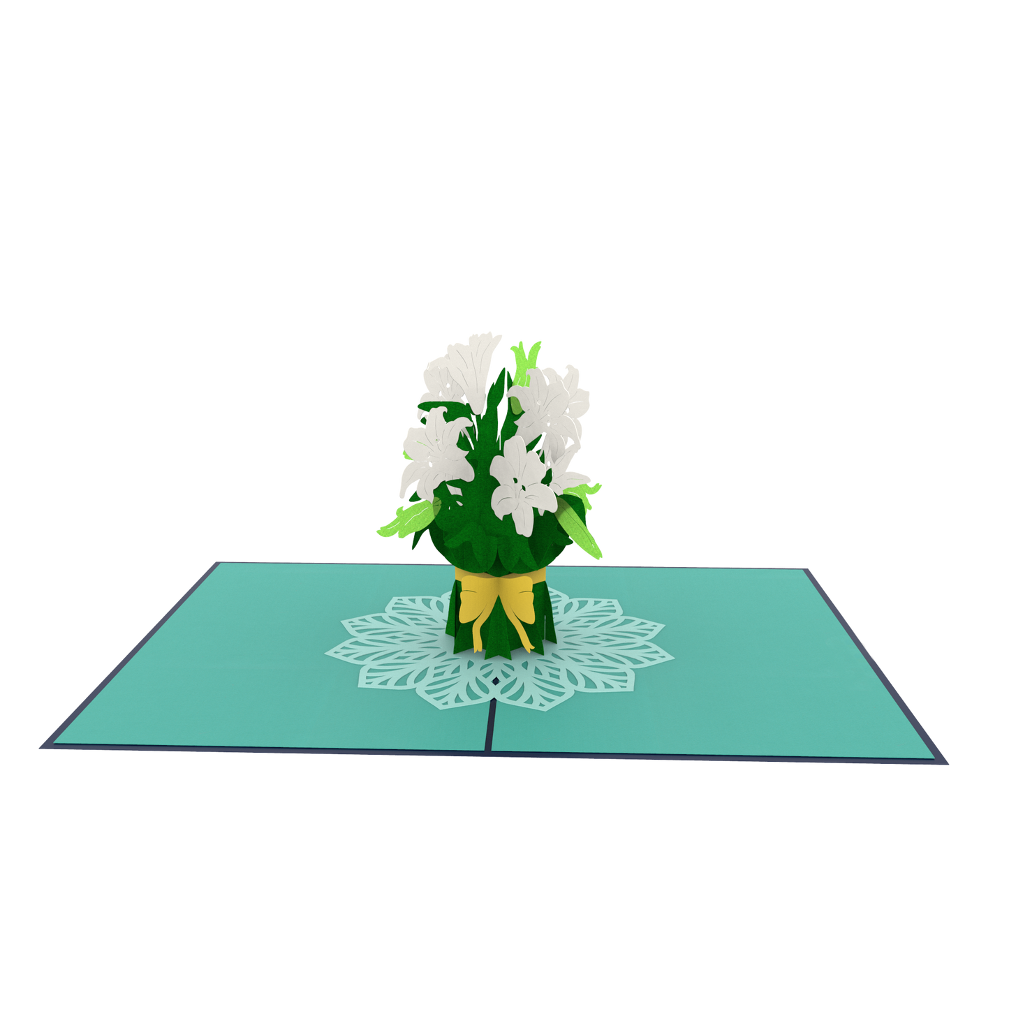 White Lily Bouquet Pop-Up Card