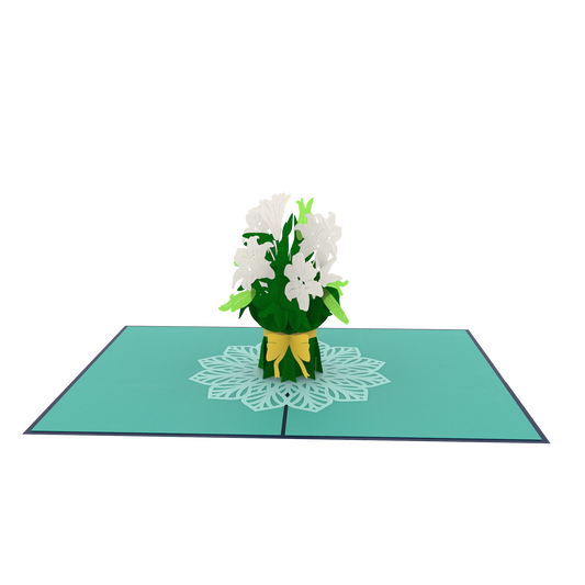White Lily Bouquet Pop-Up Card