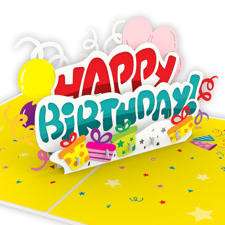 Happy Birthday Balloons and Presents Pop-Up Card