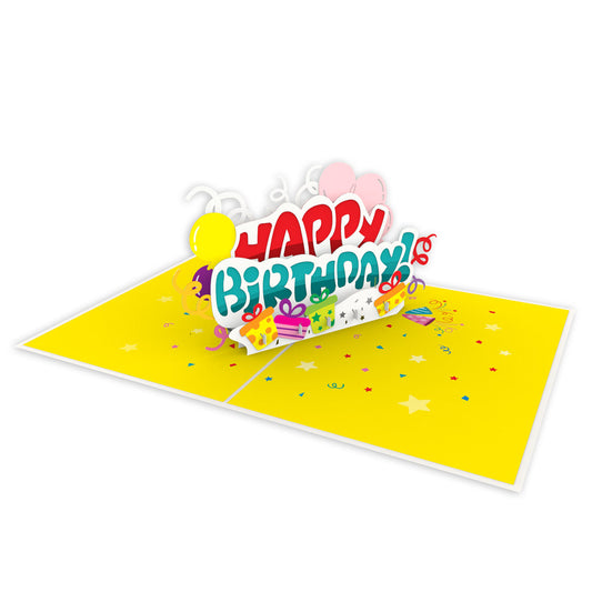 Happy Birthday Balloons and Presents Pop-Up Card