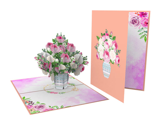 Arranged Rose Bouquet Pop-Up Card